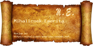 Mihalicsek Emerita névjegykártya
